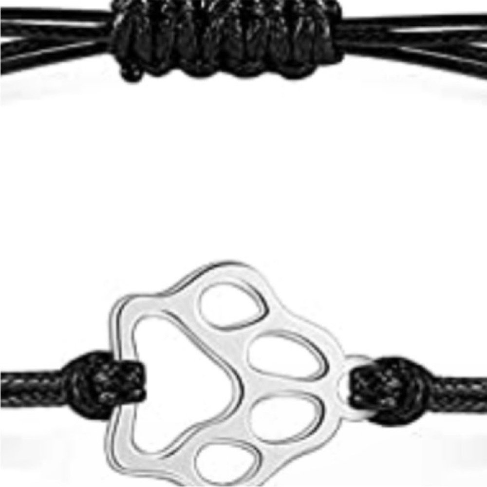 Stainless Steel Paw Print Adjustable Rope Bracelet - Picture 4 of 16